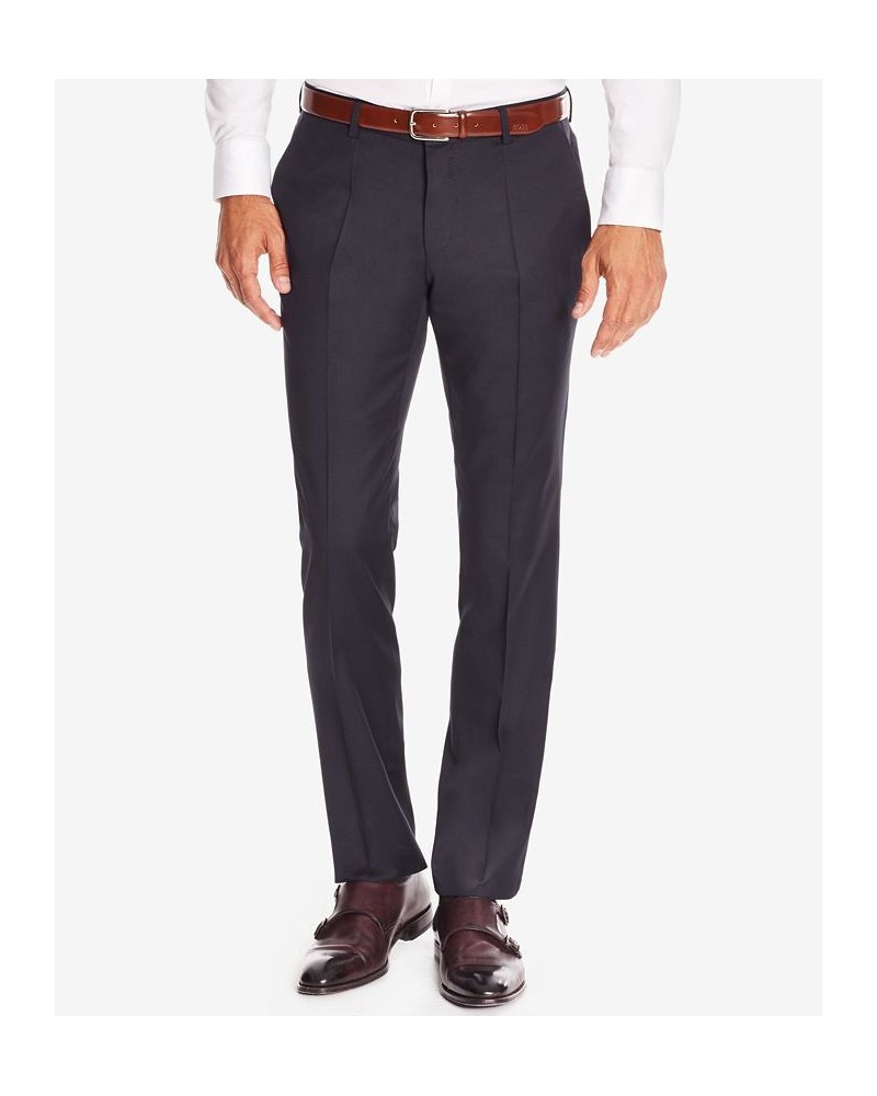 BOSS Men's Slim-Fit Virgin Wool Dress Pants Blue $62.22 Pants