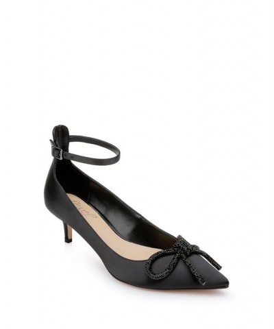 Women's Geranium Evening Pump Black Satin $65.33 Shoes