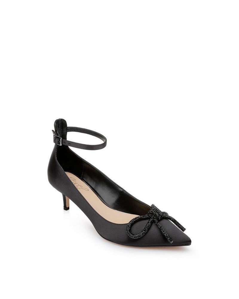 Women's Geranium Evening Pump Black Satin $65.33 Shoes