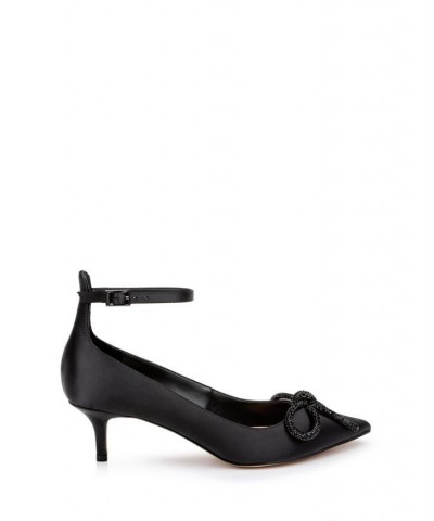 Women's Geranium Evening Pump Black Satin $65.33 Shoes