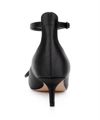 Women's Geranium Evening Pump Black Satin $65.33 Shoes