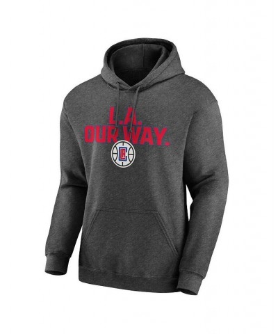 Men's Heathered Charcoal LA Clippers Victory Earned Pullover Hoodie $22.00 Sweatshirt