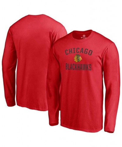 Men's Red Chicago Blackhawks Team Victory Arch Long Sleeve T-shirt $20.39 T-Shirts