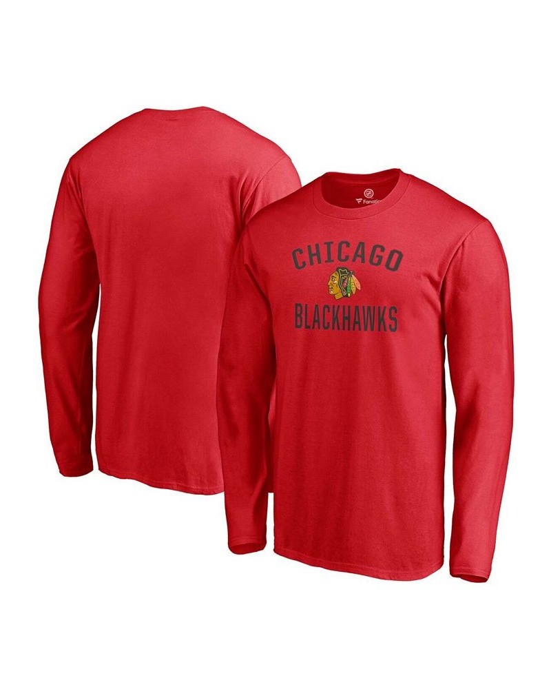 Men's Red Chicago Blackhawks Team Victory Arch Long Sleeve T-shirt $20.39 T-Shirts