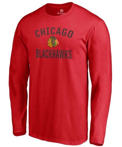 Men's Red Chicago Blackhawks Team Victory Arch Long Sleeve T-shirt $20.39 T-Shirts