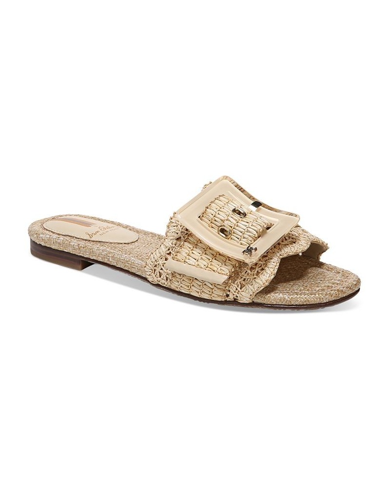 Women's Bambi Raffia Buckle Slide Sandals Tan/Beige $47.60 Shoes