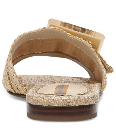 Women's Bambi Raffia Buckle Slide Sandals Tan/Beige $47.60 Shoes