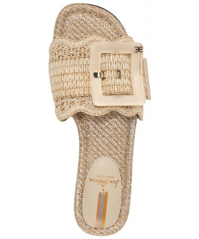 Women's Bambi Raffia Buckle Slide Sandals Tan/Beige $47.60 Shoes