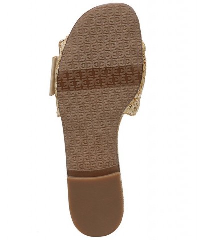 Women's Bambi Raffia Buckle Slide Sandals Tan/Beige $47.60 Shoes