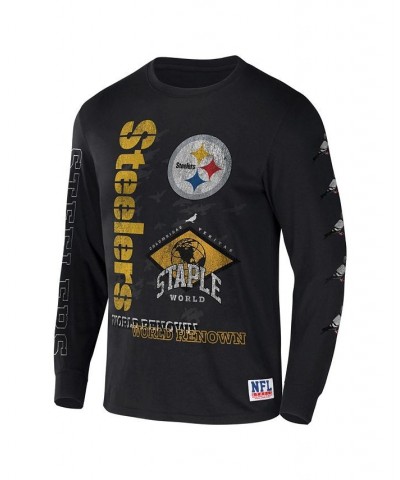 Men's NFL X Staple Black Pittsburgh Steelers World Renowned Long Sleeve T-shirt $25.79 T-Shirts