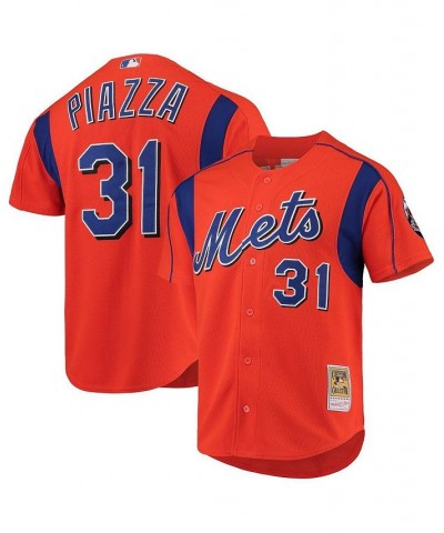 Men's Mike Piazza Orange New York Mets Cooperstown Collection Mesh Batting Practice Jersey $64.40 Jersey