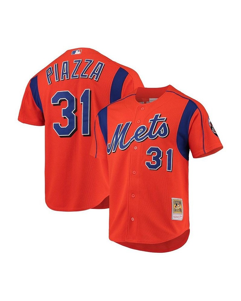 Men's Mike Piazza Orange New York Mets Cooperstown Collection Mesh Batting Practice Jersey $64.40 Jersey