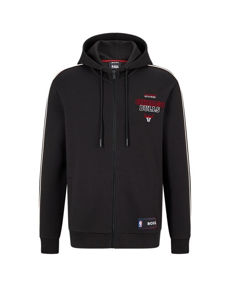 BOSS x NBA Men's Chicago Bulls Zip-Up Hoodie Black $76.32 Sweatshirt