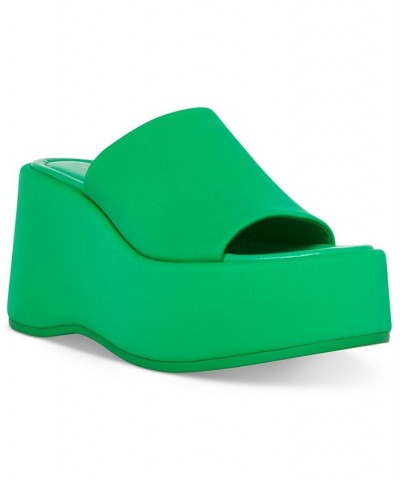 Nico Platform Wedge Sandals Green $36.57 Shoes