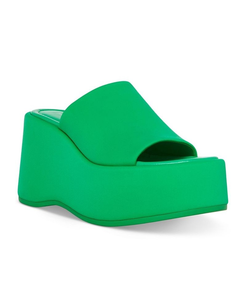 Nico Platform Wedge Sandals Green $36.57 Shoes