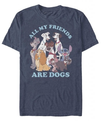 Men's Disney Multi Franchise Dog Friends Short Sleeve T-shirt Blue $17.15 T-Shirts