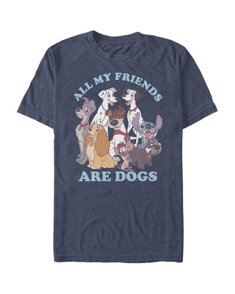 Men's Disney Multi Franchise Dog Friends Short Sleeve T-shirt Blue $17.15 T-Shirts