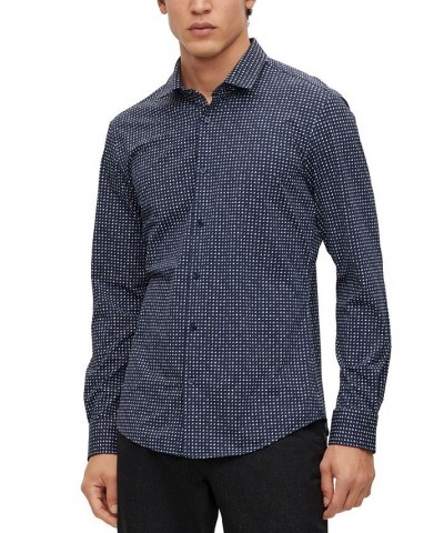 BOSS Men's Slim-Fit Shirt in Printed Performance-Stretch Jersey Blue $94.00 Shirts