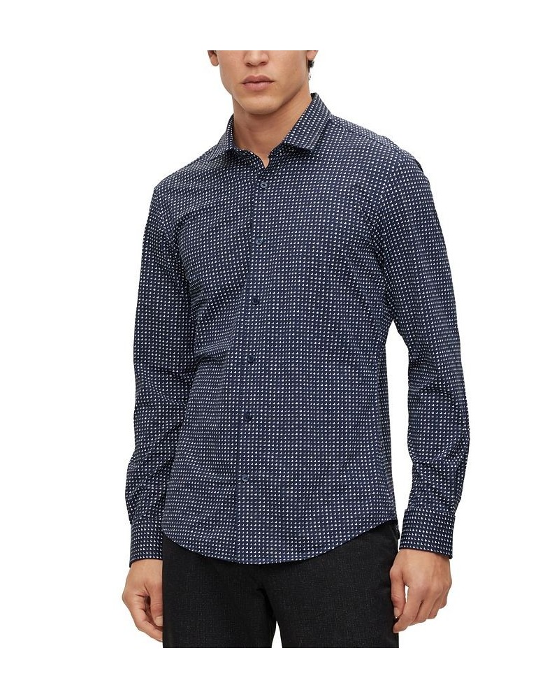 BOSS Men's Slim-Fit Shirt in Printed Performance-Stretch Jersey Blue $94.00 Shirts