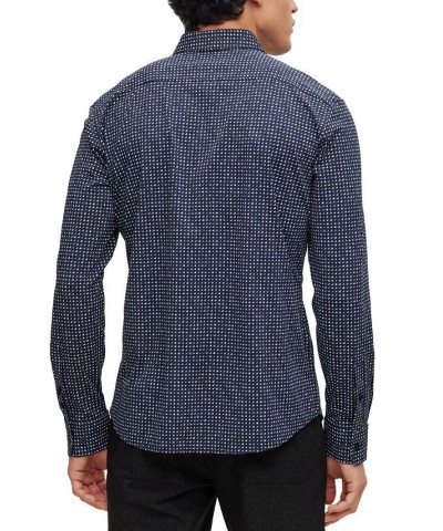 BOSS Men's Slim-Fit Shirt in Printed Performance-Stretch Jersey Blue $94.00 Shirts