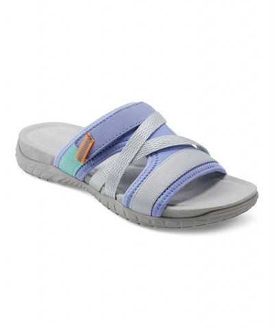 Women's Shells Casual Slip-On Flat Sandals Purple $31.60 Shoes