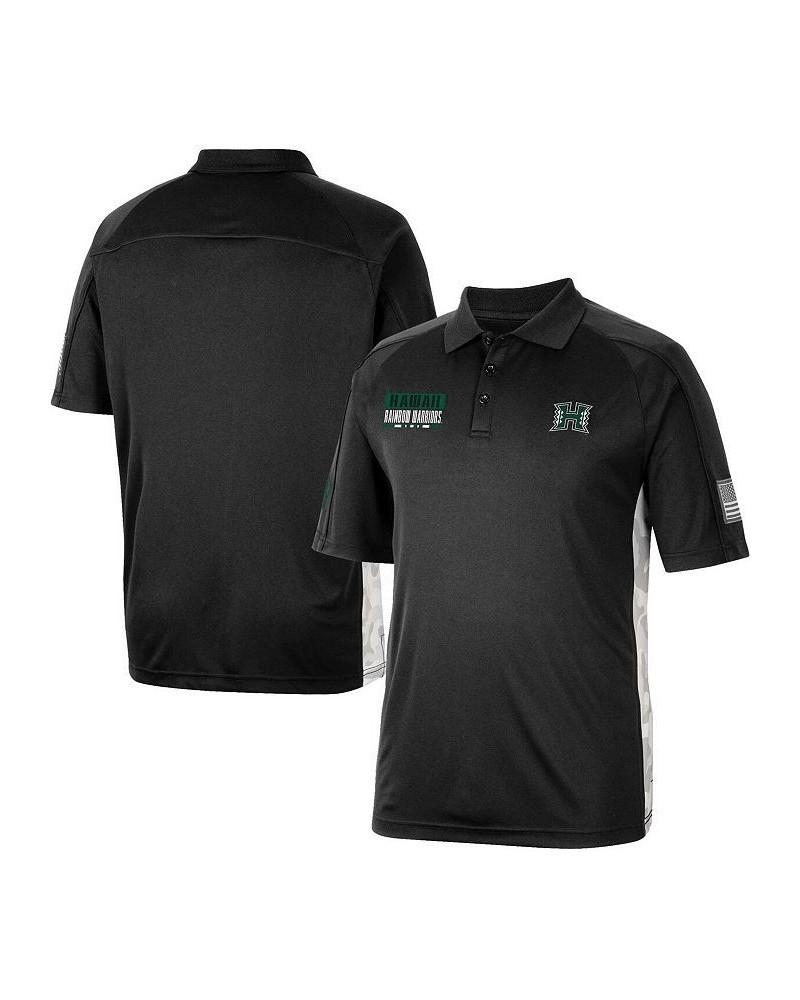 Men's Black Hawaii Warriors OHT Military-Inspired Appreciation Snow Camo Polo Shirt $32.99 Polo Shirts