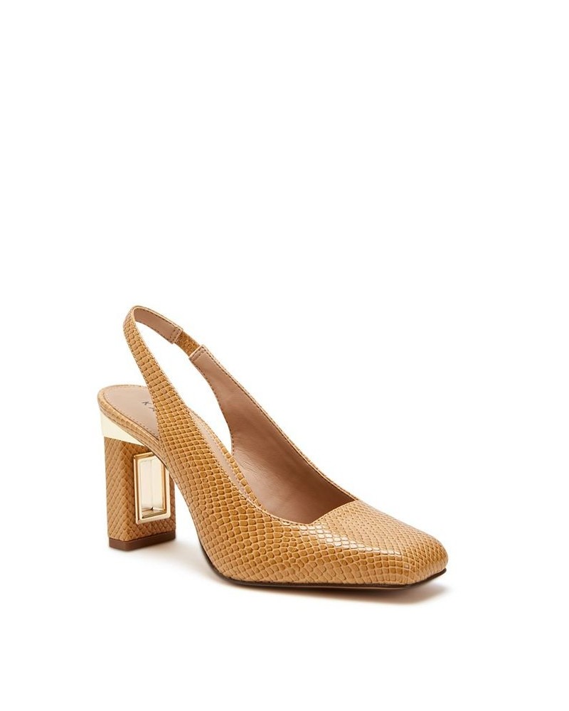 Women's The Hollow Heel Sling Back Pumps Tan/Beige $51.60 Shoes