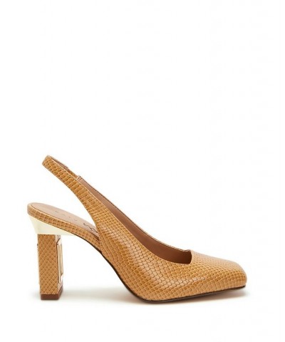 Women's The Hollow Heel Sling Back Pumps Tan/Beige $51.60 Shoes