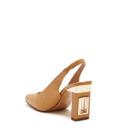 Women's The Hollow Heel Sling Back Pumps Tan/Beige $51.60 Shoes