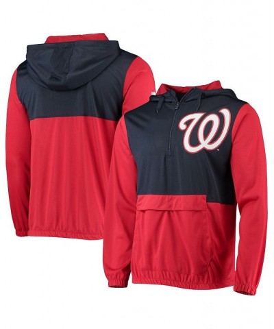 Men's Red, Navy Washington Nationals Anorak Half-Zip Hoodie $42.39 Jackets