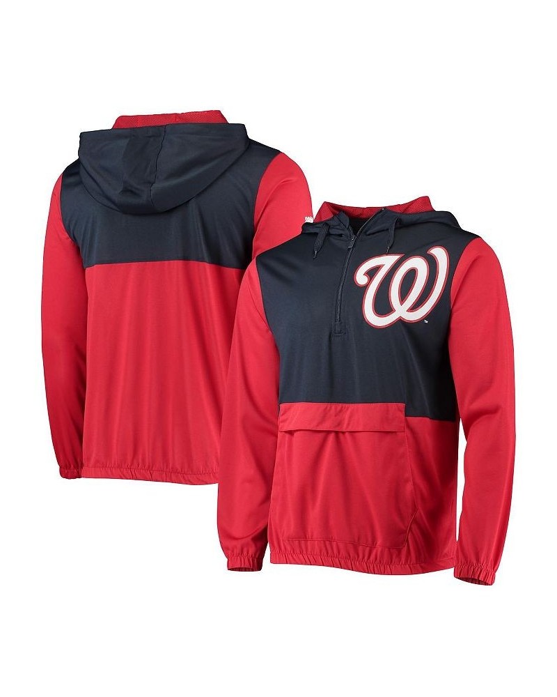 Men's Red, Navy Washington Nationals Anorak Half-Zip Hoodie $42.39 Jackets