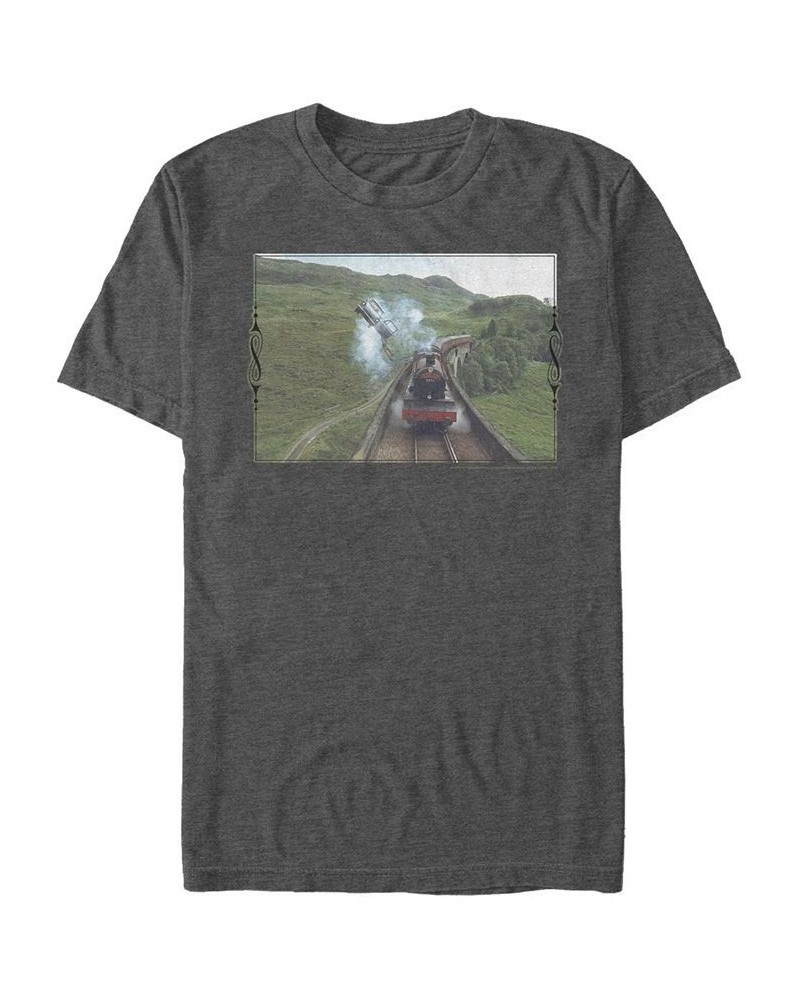 Men's Catching The Train Short Sleeve Crew T-shirt Gray $15.75 T-Shirts