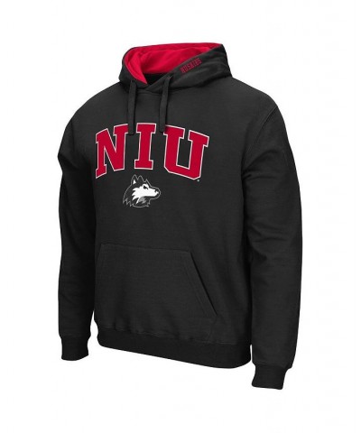 Men's Black Northern Illinois Huskies Arch and Logo Pullover Hoodie $21.07 Sweatshirt