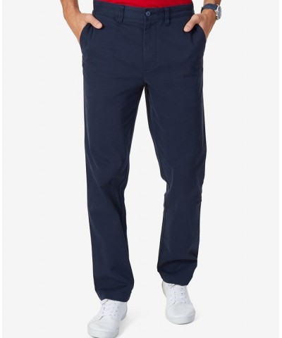 Men's Classic-Fit Stretch Solid Flat-Front Chino Deck Pants Blue $33.14 Pants