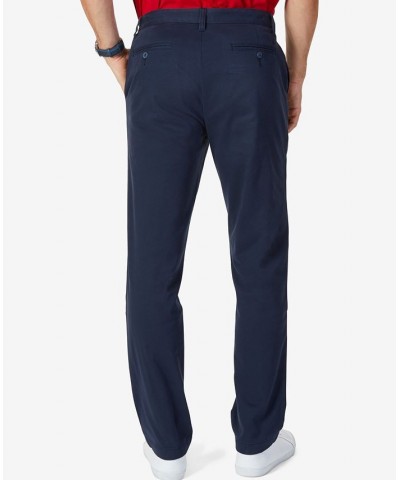 Men's Classic-Fit Stretch Solid Flat-Front Chino Deck Pants Blue $33.14 Pants