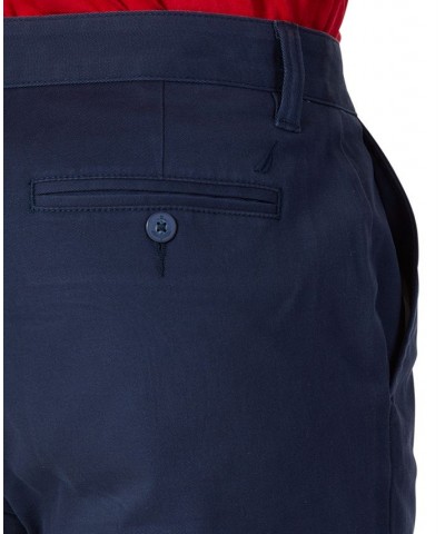 Men's Classic-Fit Stretch Solid Flat-Front Chino Deck Pants Blue $33.14 Pants