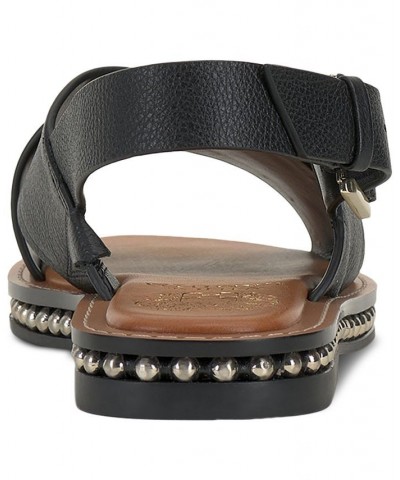 Ceemilo Crisscross Studded Flat Sandals Black $38.70 Shoes