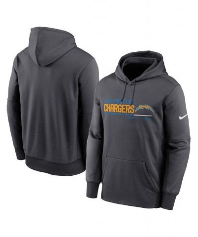 Men's Anthracite Los Angeles Chargers Prime Logo Name Split Pullover Hoodie $41.40 Sweatshirt