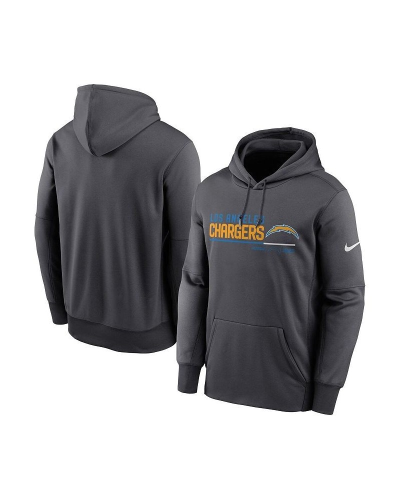 Men's Anthracite Los Angeles Chargers Prime Logo Name Split Pullover Hoodie $41.40 Sweatshirt