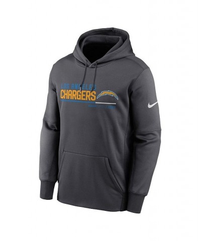 Men's Anthracite Los Angeles Chargers Prime Logo Name Split Pullover Hoodie $41.40 Sweatshirt