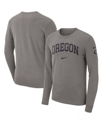 Men's Heather Gray Oregon Ducks Arch 2-Hit Long Sleeve T-shirt $22.94 T-Shirts