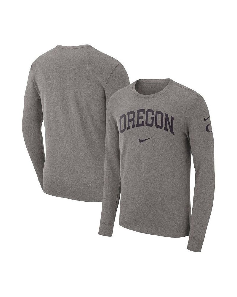 Men's Heather Gray Oregon Ducks Arch 2-Hit Long Sleeve T-shirt $22.94 T-Shirts