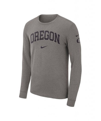 Men's Heather Gray Oregon Ducks Arch 2-Hit Long Sleeve T-shirt $22.94 T-Shirts