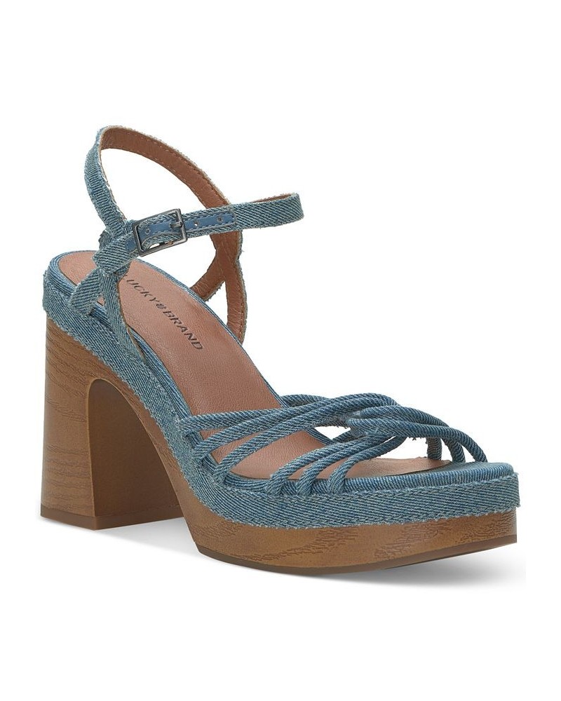 Women's Ismene Strappy Platform Dress Sandals Blue $39.99 Shoes