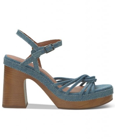 Women's Ismene Strappy Platform Dress Sandals Blue $39.99 Shoes