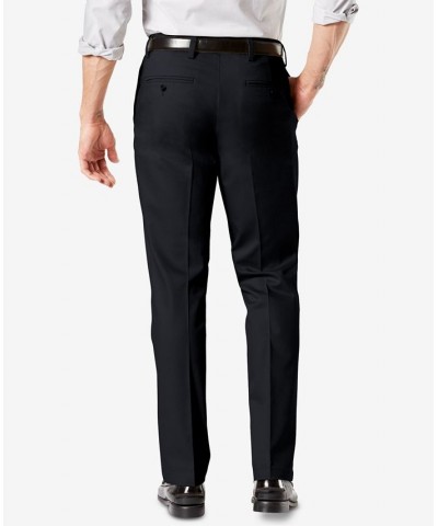 Men's Signature Lux Cotton Straight Fit Creased Stretch Khaki Pants Black $30.00 Pants