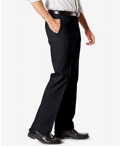 Men's Signature Lux Cotton Straight Fit Creased Stretch Khaki Pants Black $30.00 Pants