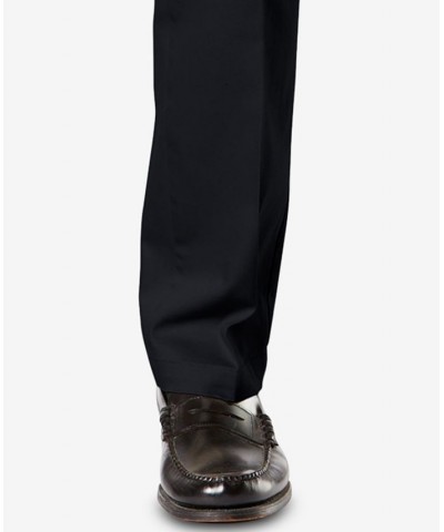 Men's Signature Lux Cotton Straight Fit Creased Stretch Khaki Pants Black $30.00 Pants