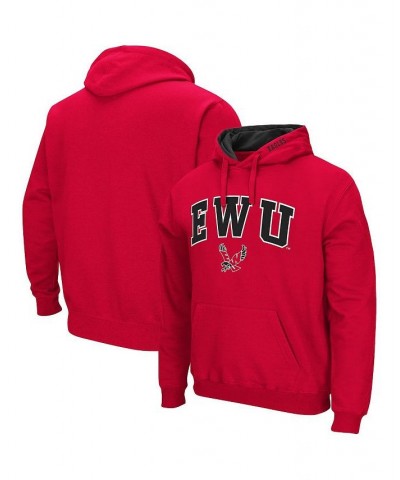 Men's Red Eastern Washington Eagles Arch and Logo Pullover Hoodie $19.35 Sweatshirt