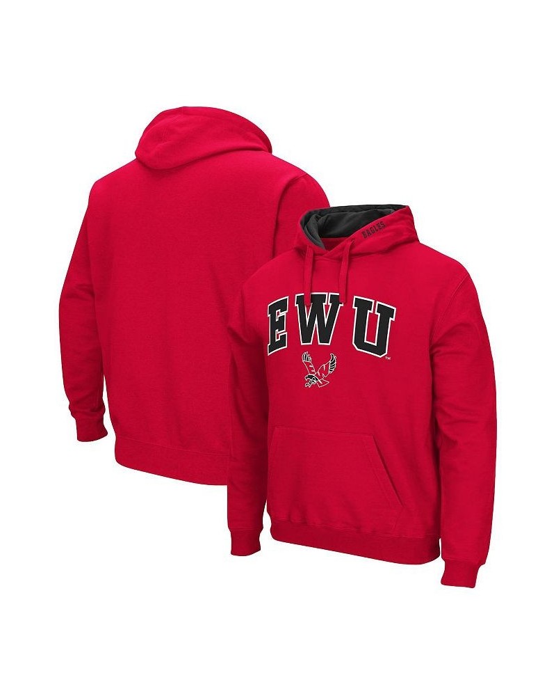 Men's Red Eastern Washington Eagles Arch and Logo Pullover Hoodie $19.35 Sweatshirt